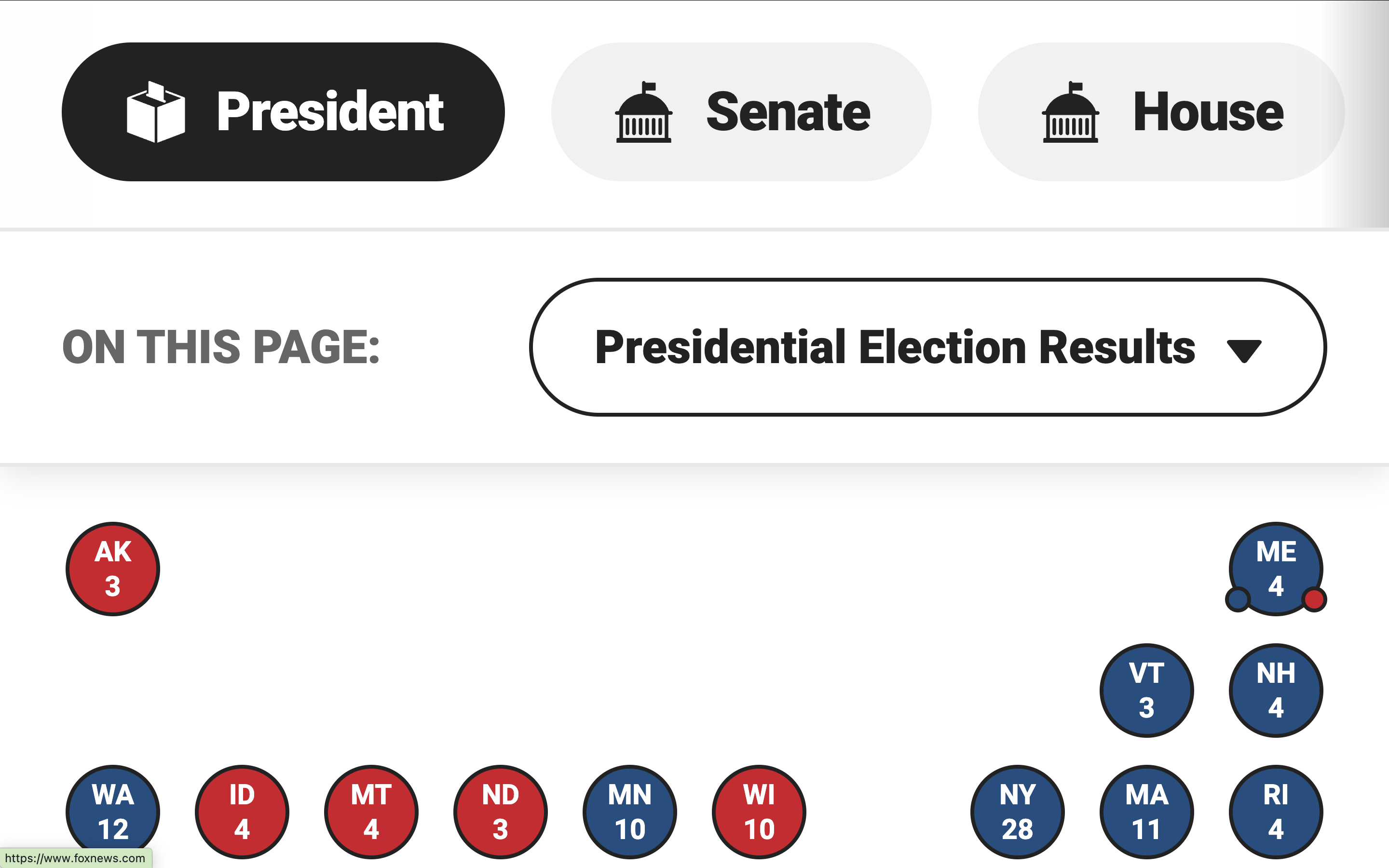 Fox news zoomed in: heading menu takes around half of the vertical height, part of a map is showing underneath (400% zoom)